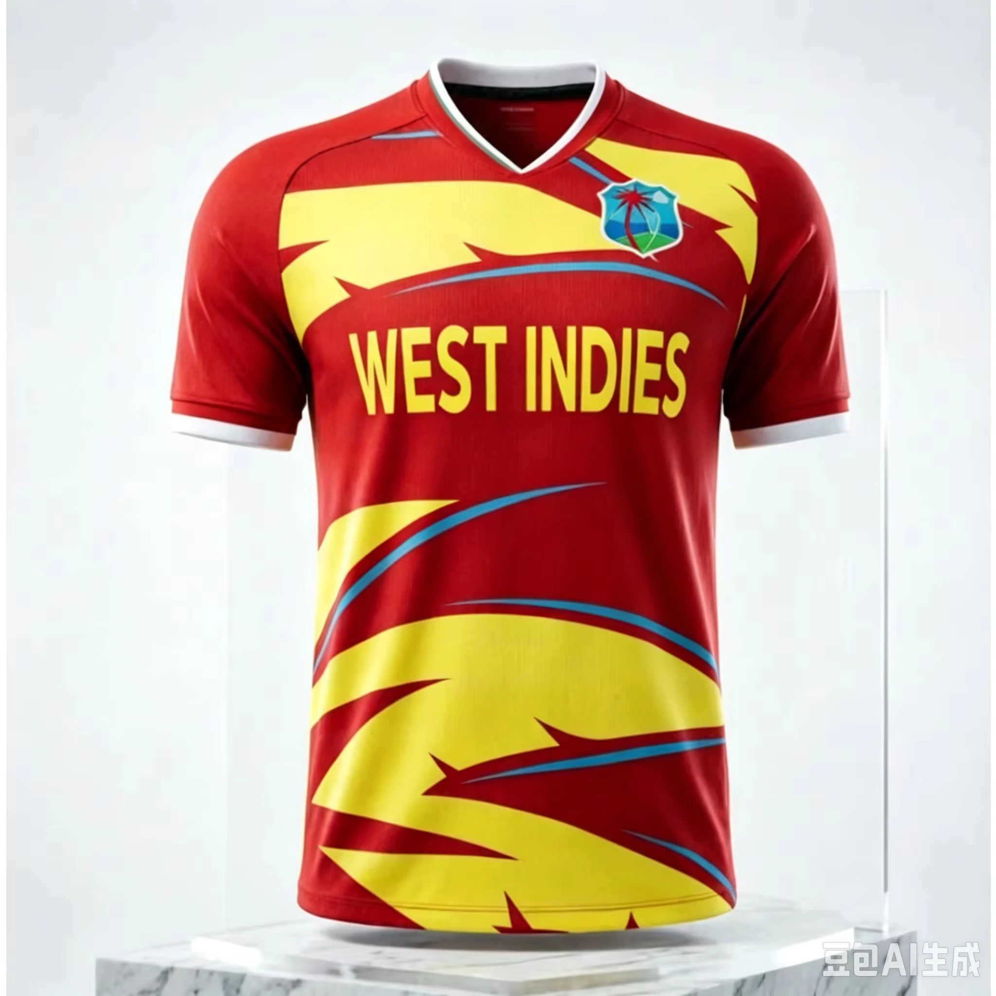3D Printed West Indies Smith 64 Cricket Jersey Front and Back Short Sleeved T-shirt for Daily and Training Wear Family T-shirt