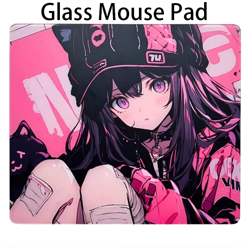S-Skadira Velvet Pixie Glass Mouse Pad HD Custom Tempered Smooth FPS Esports Office Mouse Mat Desktop Computer Desk Glass Pad