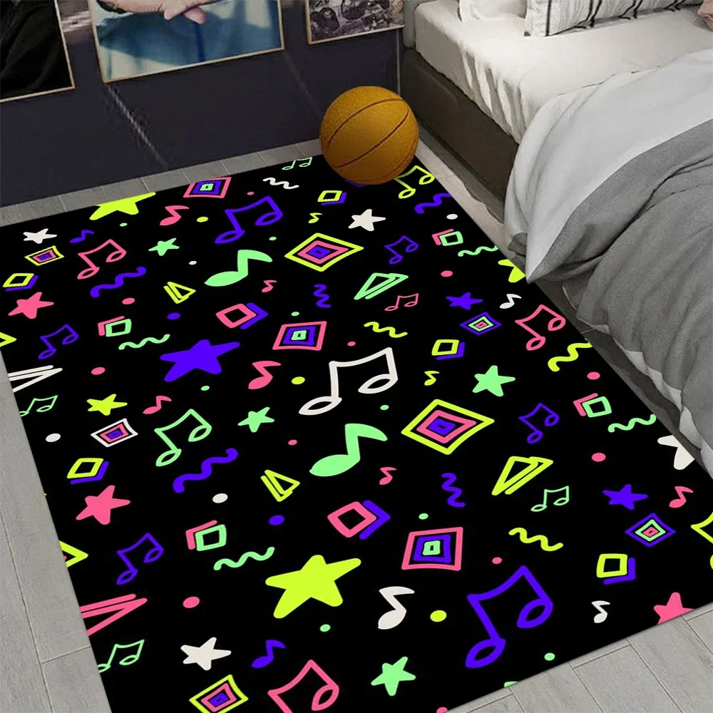 Retro Arcade Stars Bowling Alley Carpet 90s Arcade Retro Rug Non-Slip Home Theater Movie Room Floor Mat Gamer Room Décor Gift