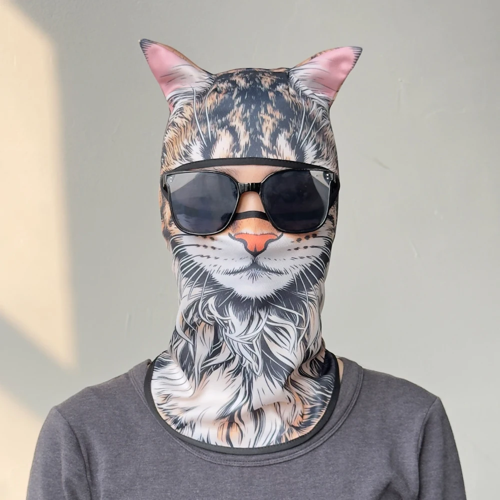 

Солнцезащитная маска 3D с изображением кошки, защита от УФ-излучения, для лица и шеи, дышащая, быстросохнущая, для активного отдыха, мотоциклов и велоспорта