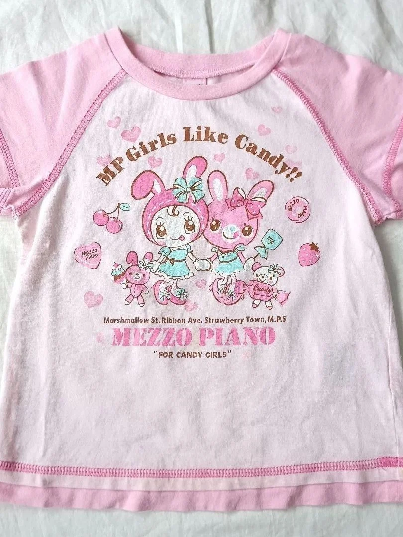 Cute Summer Candy T-Shirt Short Sleeve Soft Cute Girl's Clothing Retro Print round Neck Standard Fit Sweat Absorbent Cartoon ...