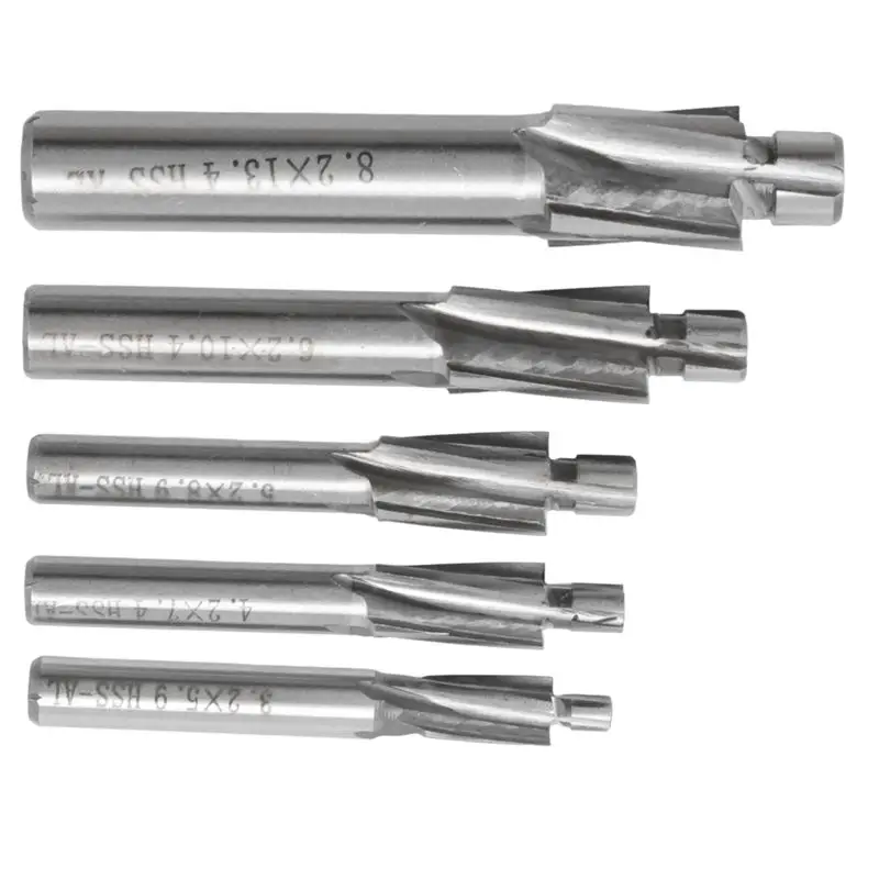 NEW HOT In Stock-5Pcs HSS Counterbore End Mill M3-M8 Pilot Slotting Tool Milling Cutter Countersink End Mills