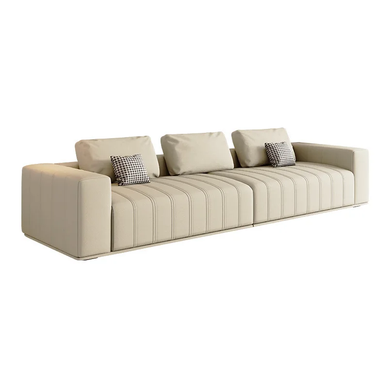 

Light luxury piano keys leather sofa Italian minimalist modern simple straight row new