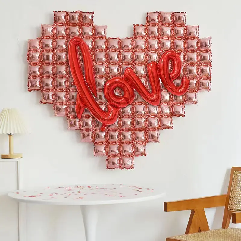1 Stück Große Hintergrund-Wanddekoration Herz-Love-Ballons für Frauentag, Valentinstag, Königinnentag, Hochzeit, Heiratsantrag – Detail 12