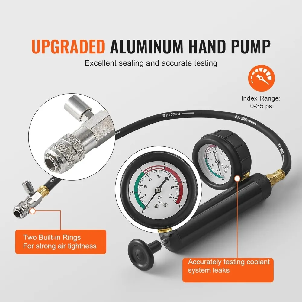 طقم اختبار ضغط المبرد العالمي مكون من 28 قطعة مع مضخة يدوية وأغطية مرمزة بالألوان لاختبار المبرد #3