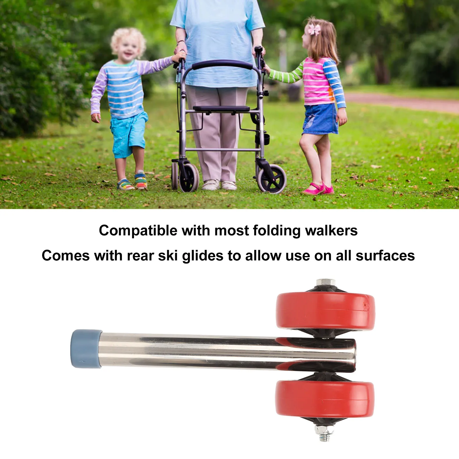 

Комплект из 2-х усиленных колес для ходунков из нержавеющей стали, регулируемые по высоте в 6 положениях