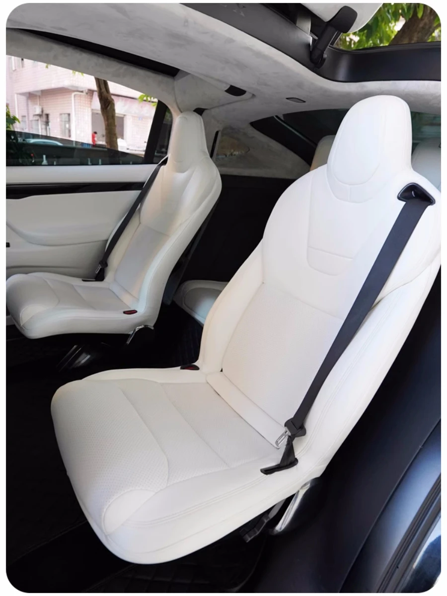 Full Set Car Seat Covers for Tesla Model X 2017-2024 5/6/7 Seater PU Leather Car Front & Rear Seat Protectors Accessories