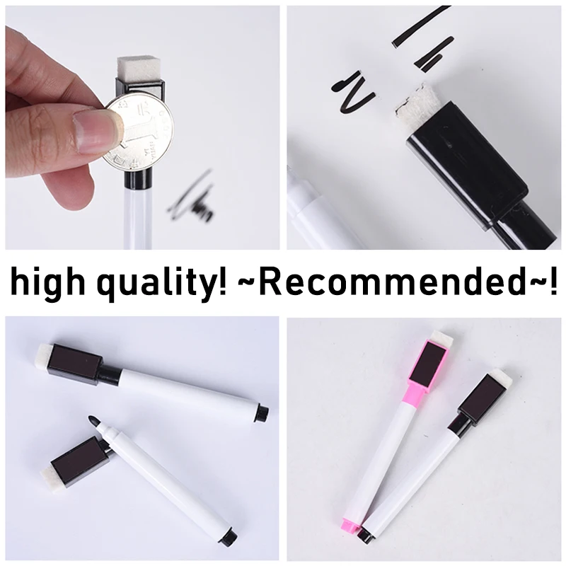 8Pcs/lot Colorful Black School Classroom Supplies Magnetic Whiteboard Pen Markers Dry Eraser Pages Children Drawing Pen