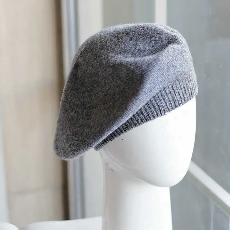 Beret Women Hat Winter Wool Knit Solid Color Warm Accessory For Autumn Cold Weather Sport Skiing Outdoor Casual Style