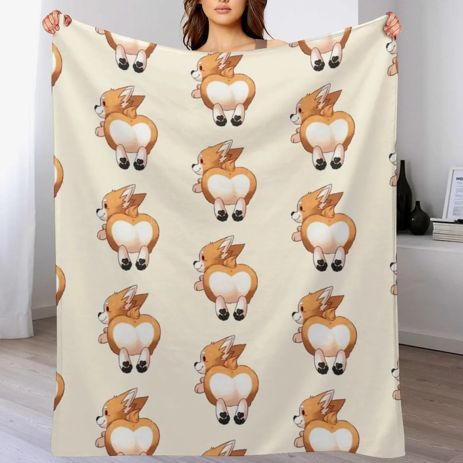 

Corgi Butt Throw Blanket halloween for babies Cute Soft Plush Plaid Blankets