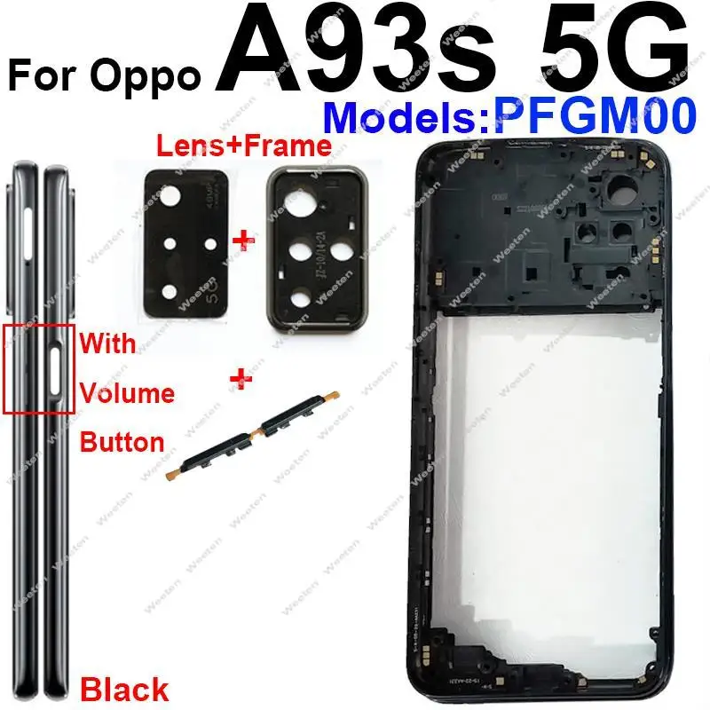 Middle Housing For OPPO A93 A93s 4G 5G Middle Frame Cover Bezel with NFC Side Button Camera Lens Frame Parts