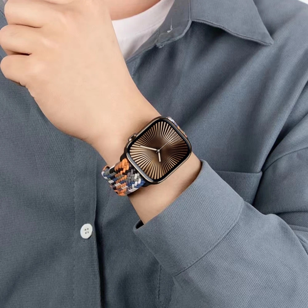 حزام نايلون لساعة أبل الترا 2 49 ملم 10 46 ملم 42 ملم 9 8 7 45 ملم 41 ملم سوار مغناطيسي iWatch Series 6 5 4 3 SE 44 ملم 40 ملم