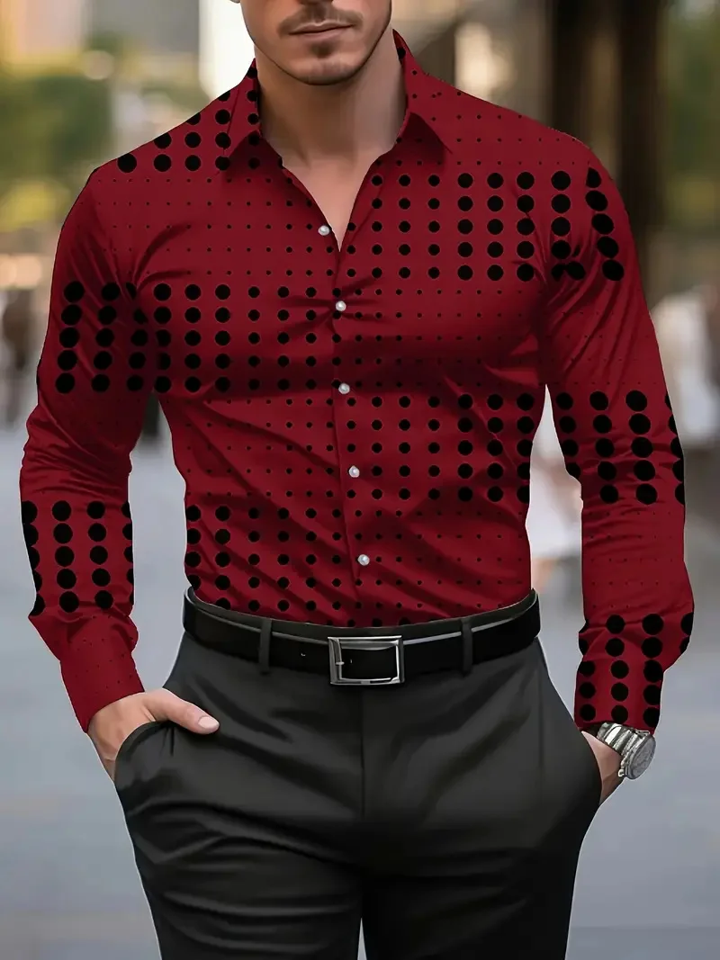 New Men's Casual Printed Shirt Button Long Sleeve Multifunctional Flip-over Luxury Fashion Spring Long Sleeve Shirt