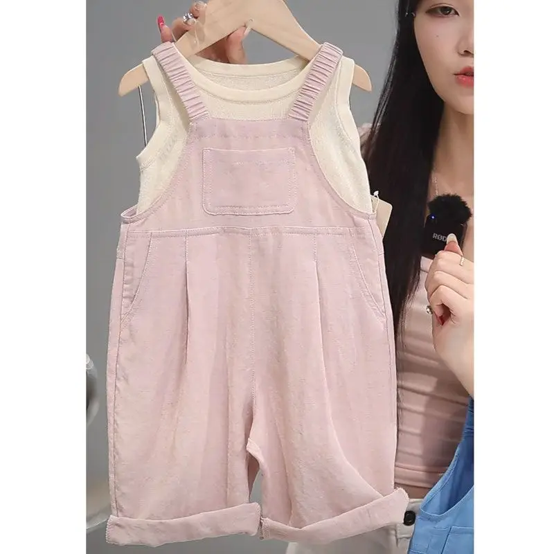 Children's Clothing for Spring, Summer, Autumn Children's Back Cotton Cloth Belt Pants One-piece Shoulder Pants, Thin Style