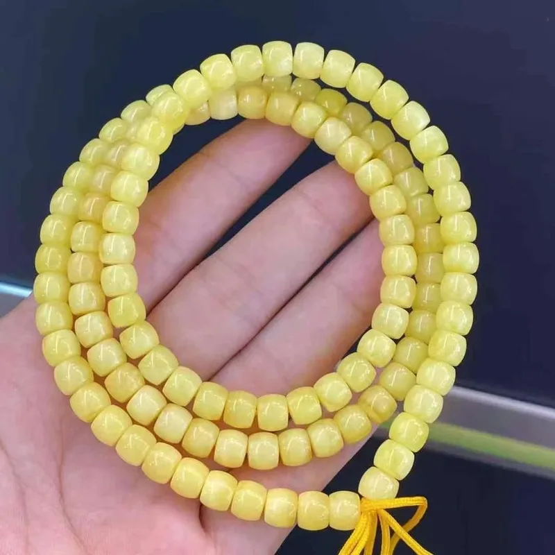 Natural Amber Honey Wax Long Chain Multi-Loop Bracelet Jewelry Loose Beads