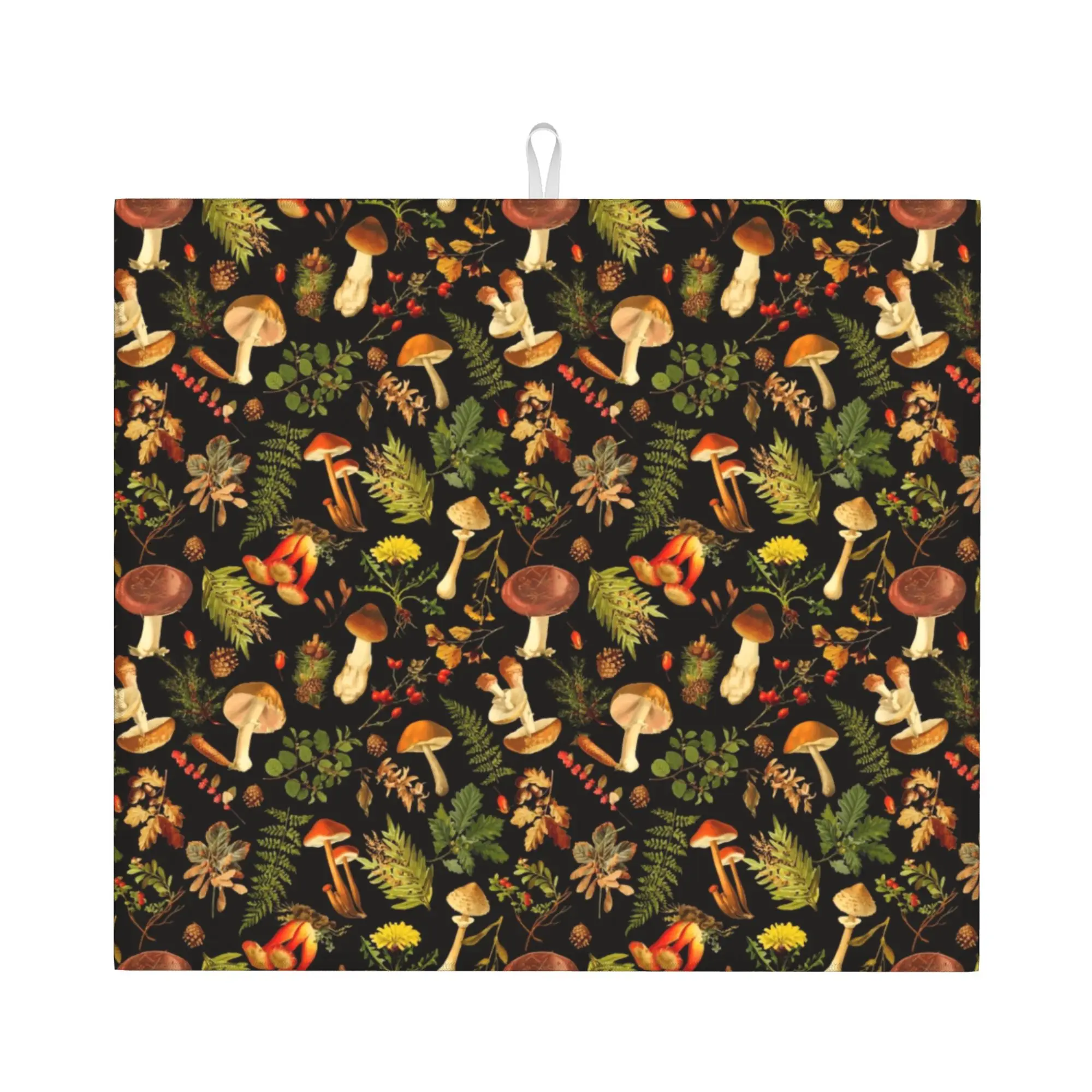 Drying Mat For Kitchen Mushrooms Harvest Botanical Night Garden Nightgarden Barware Tableware Washable Kitchen Sink Drying Pad