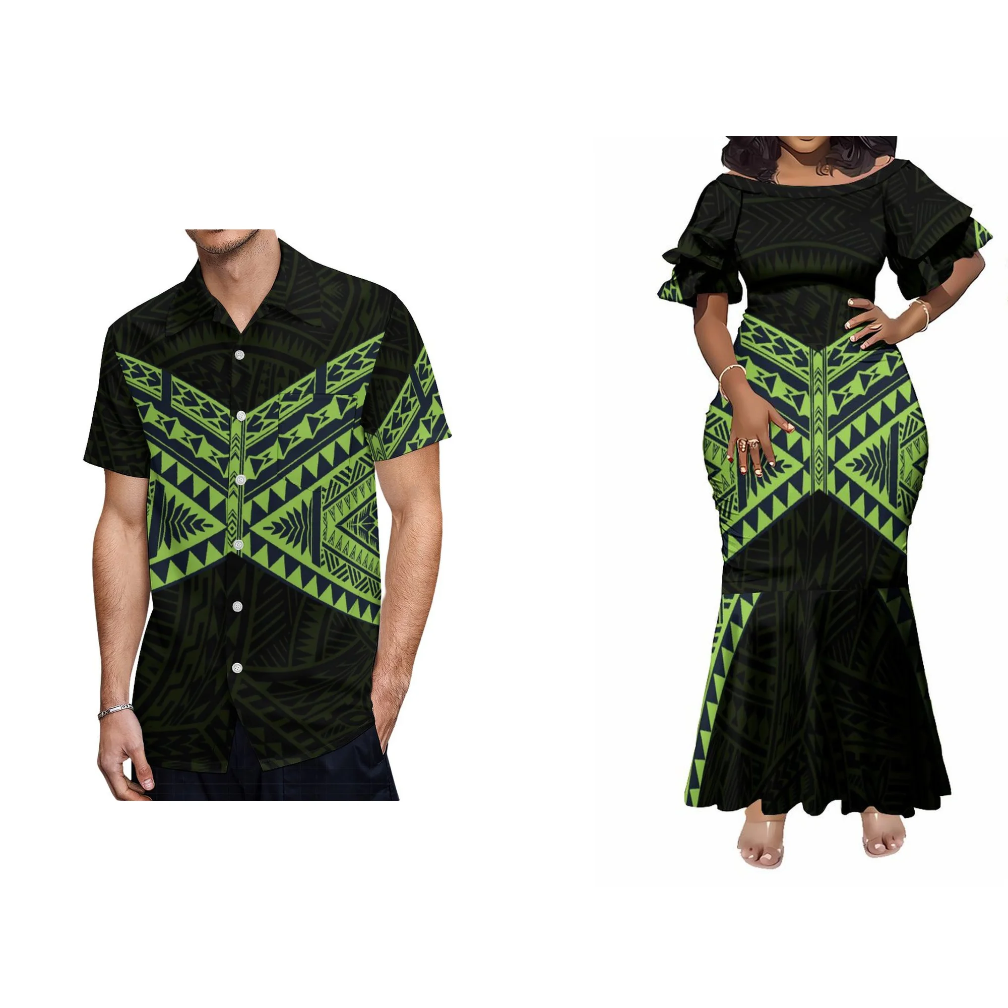 Samoan Polynesian Tribe Plus Size Lady Mermaid Dress Customized On Demand Half Sleeve Women Low Price Fishtail Dress