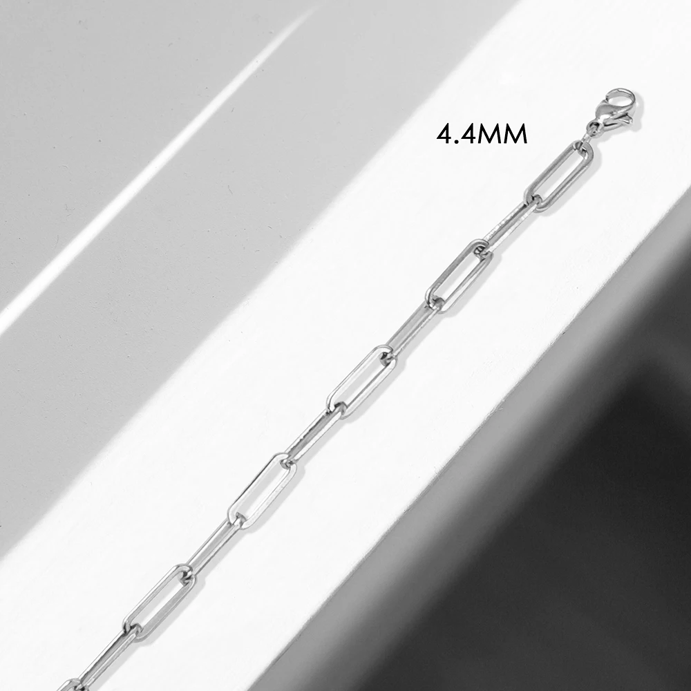 EManco Hot Fashion Paperclip Link Chain Women Necklace Stainless Steel Silver Color Chain Necklace for Link Chain Jewelry Gift