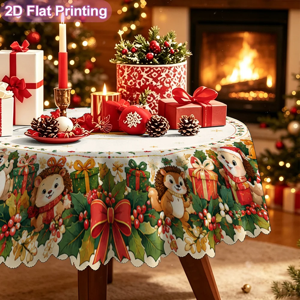 Christmas reindeer animal table mats patterned festive tablecloths, dining room and kitchen seasonal table covers