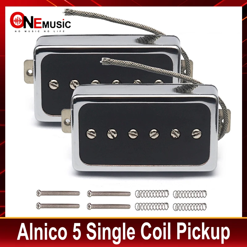 Alnico 5 Single Coil Pickup Humbucker Size White Copper Basepalte 50/52MM for LP Style Guitar Chrome