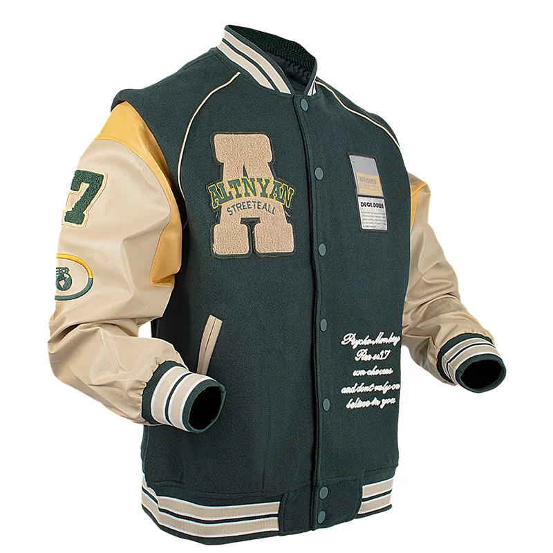 Men's Bomber Jacket Street Coats Vintage Top Varsity Baseball Jacket Autumn/Winter Jacket Man Windbreaker Motorcycle Jacket