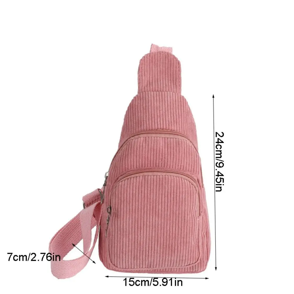 Solid Color Corduroy Chest Bag Sweet Schoolbag Shoulder Bag Corduroy Crossbody Bag Messenger Pack Chest Pack Waist Bag Boys