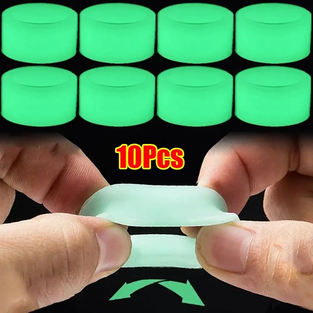 10Pcs Luminous Fishing Rod Anti-skid Circle Silicone Handle Wrapping Belt Rod Stop Ring Absorbing Sweat Belt Anti-Slip Tape