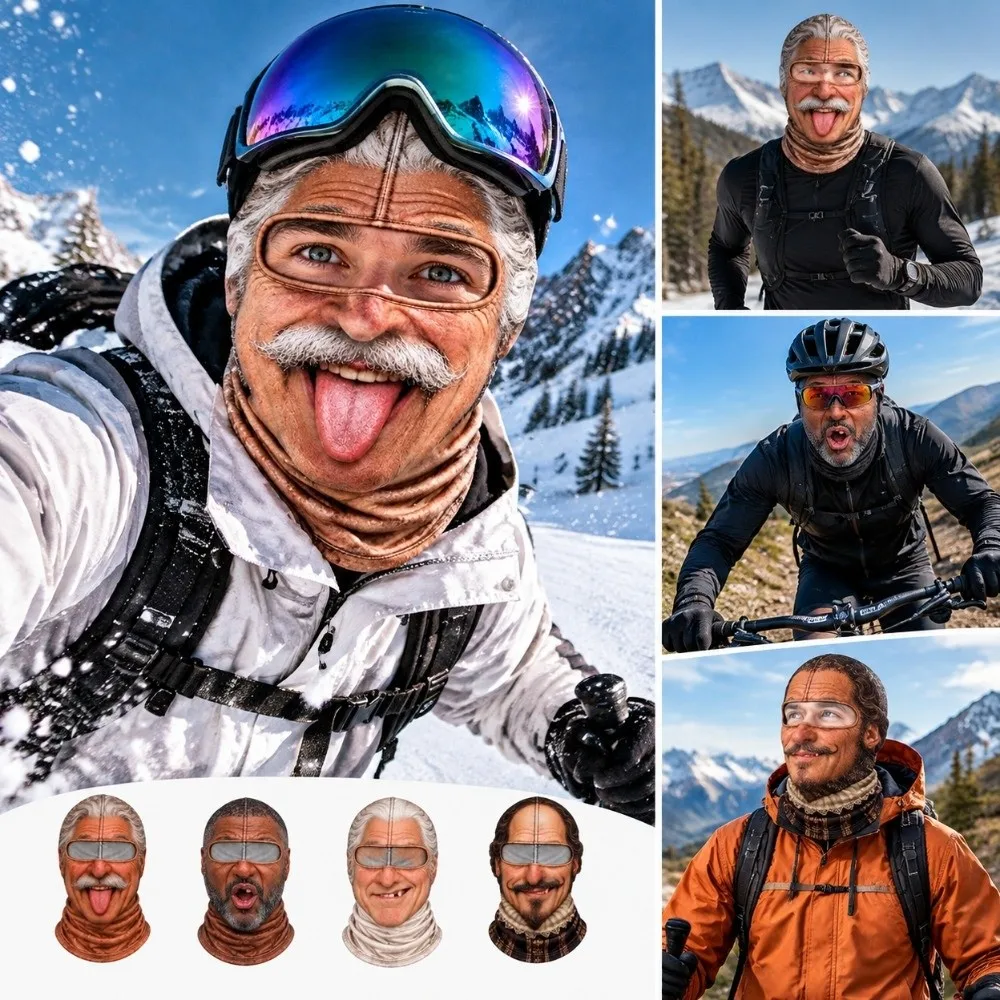 3D Printed Face Neck Gaiter Dralon Material Warm Fabric Full Face Balaclava Unisex Full Coverage Winter Windproof Mask