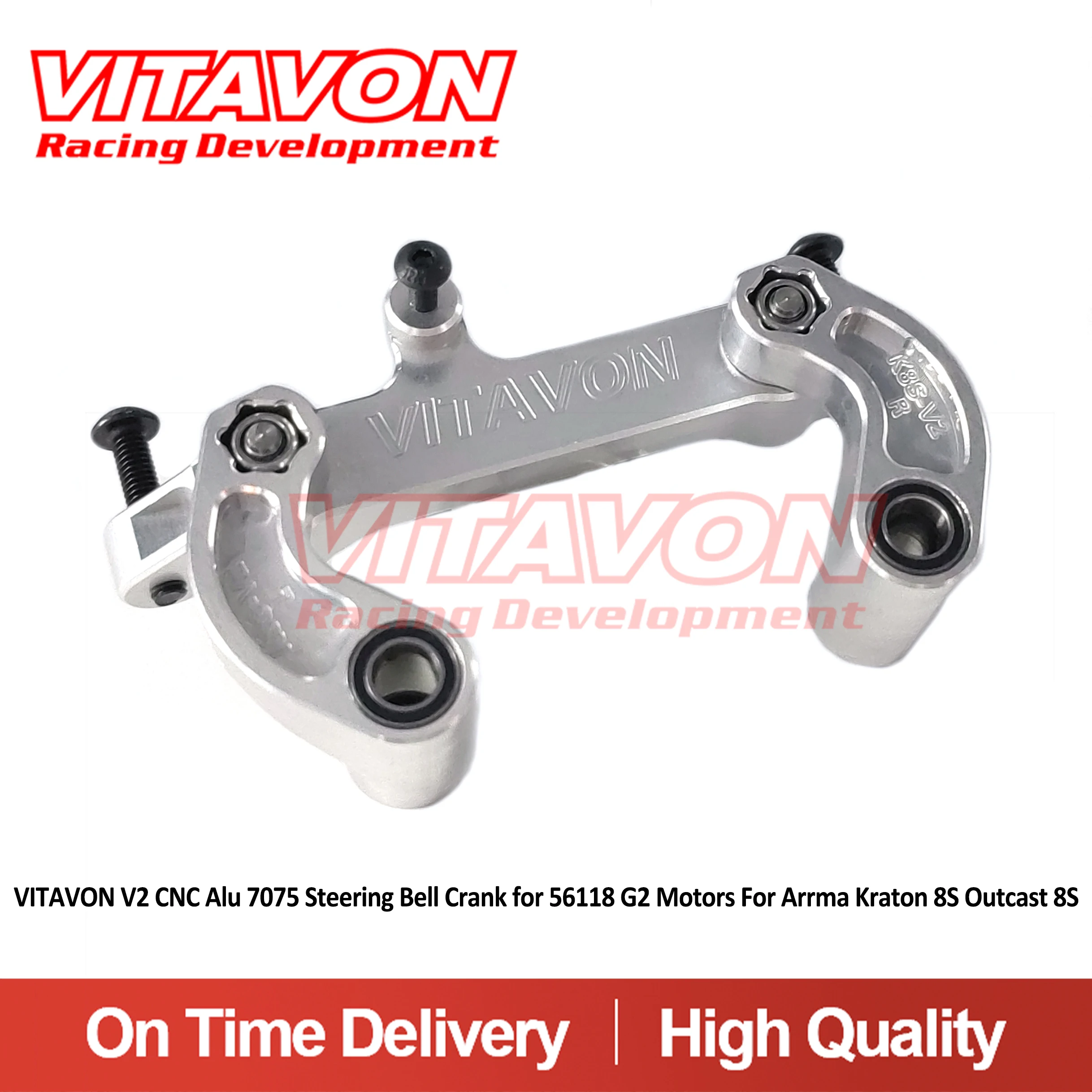 VITAVON V2 CNC Alu 7075 Steering Bell Crank for 56118 G2 Motors For Arrma Kraton 8S Outcast 8S