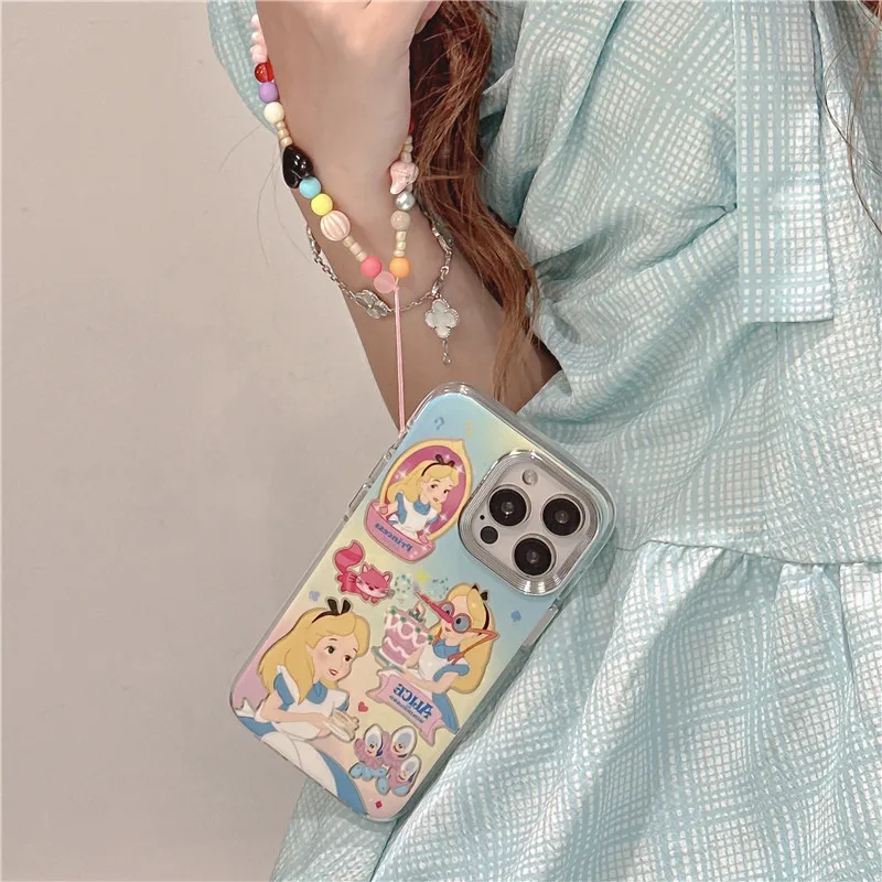 Happy Birthday Disney Phone Case for iPhone 13 14 15 16 Pro Max Alice Alice Adventures in Wonderland Cute Cartoon girl Cover