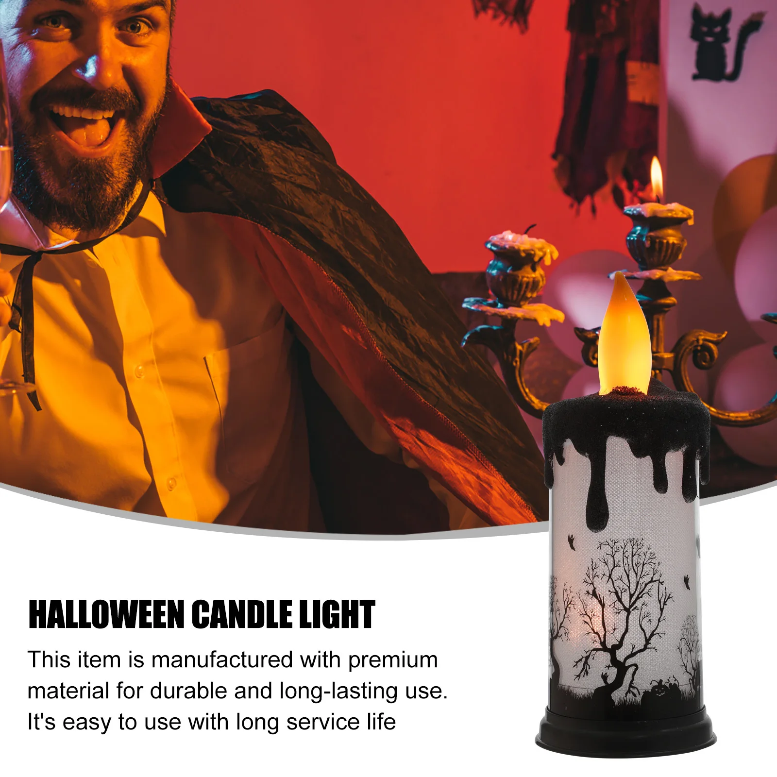 1Pcs LED Electronic Flameless Realistic Glowing Light Powered Night Lamp Halloween Decorative Party Decor