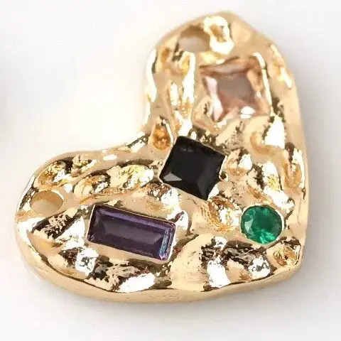 

1pcs Copper-plated Gold Simple Peach Heart Square Zircon Pendant Charms For Jewelry Making DIY Bracelet Accessories Findings