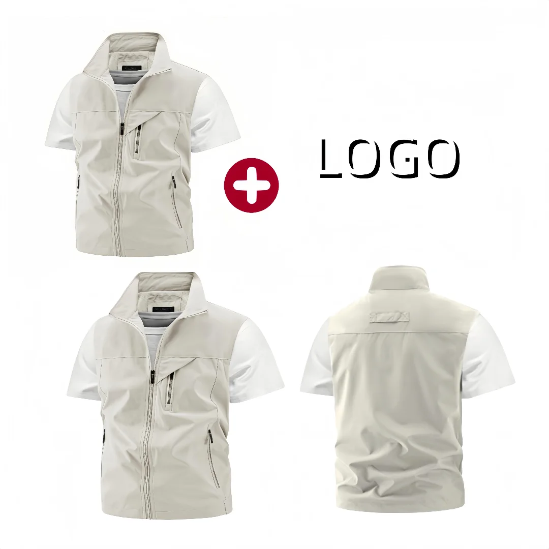Spring 2026 Men's Mesh Vest Multi-Pocket Outdoor Casual Photography Fishing Jacket with Printed LOGO