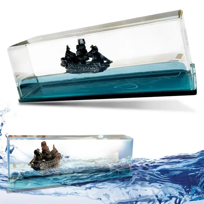 Black Pearl Ship in Fluid Liquid Drift Bottle Barcos Black Pearl Ship Floating Boat Titanic Bottle Living Room Decorations Gifts