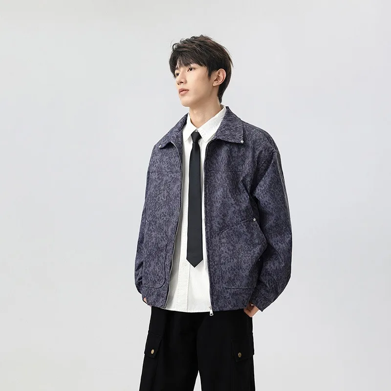 Faionable solto zíper masculino outono bordado outerwear longo casaco casual solto moda casual streetwear harajuku jaqueta masculina