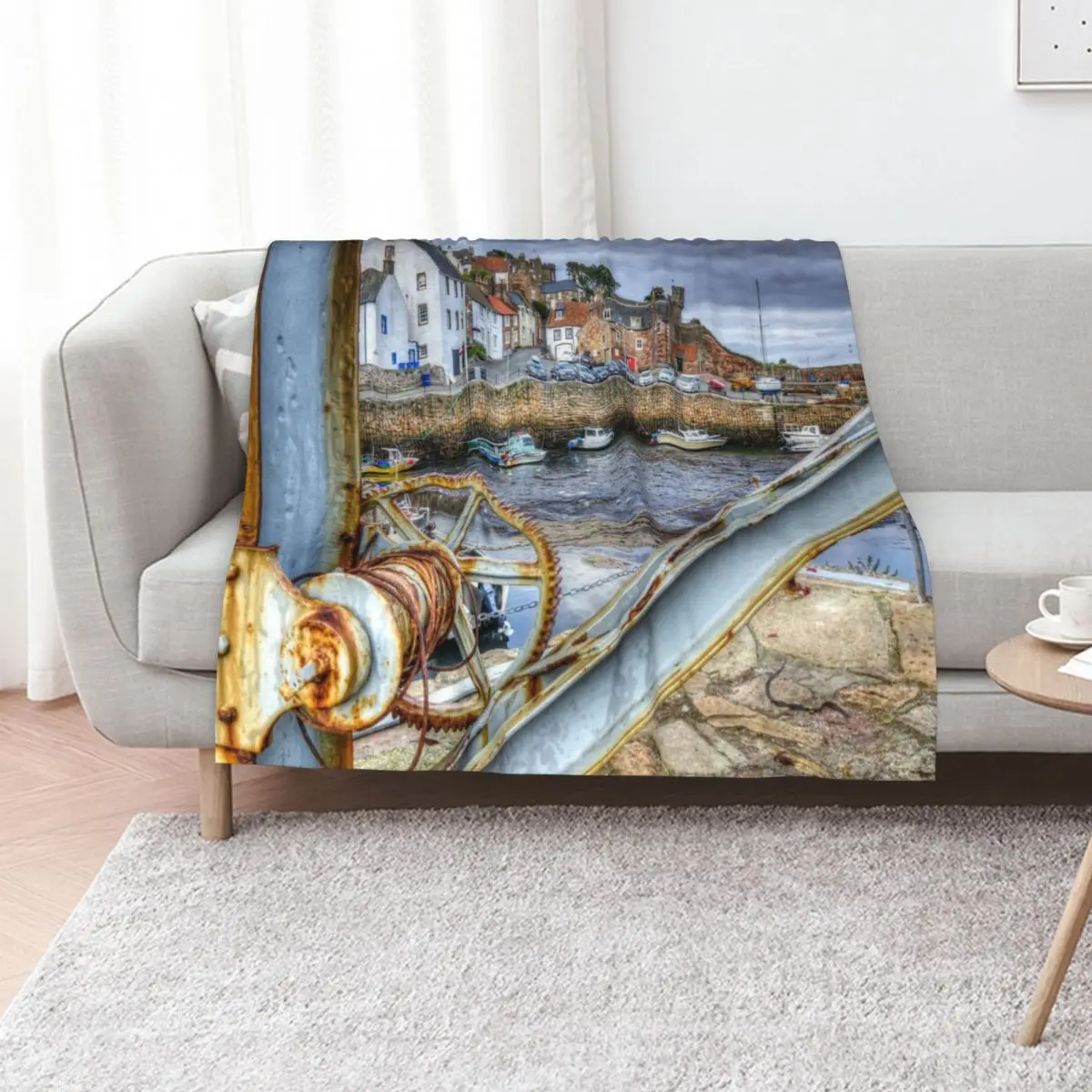 Crail Harbour In The East Neuk Of Fife Scotland Throw Blanket Bed covers Large Luxury Designer Sofa Quilt Sofa Throw Blankets
