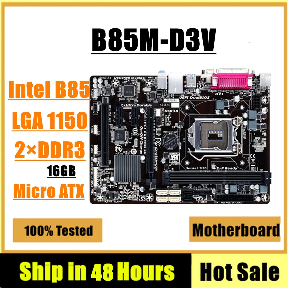 

Для детской материнской платы LGA 1150 DDR3 GA-B85M-D3V 16GB USB3.0 SATA3 B85, настольная материнская плата для ПК