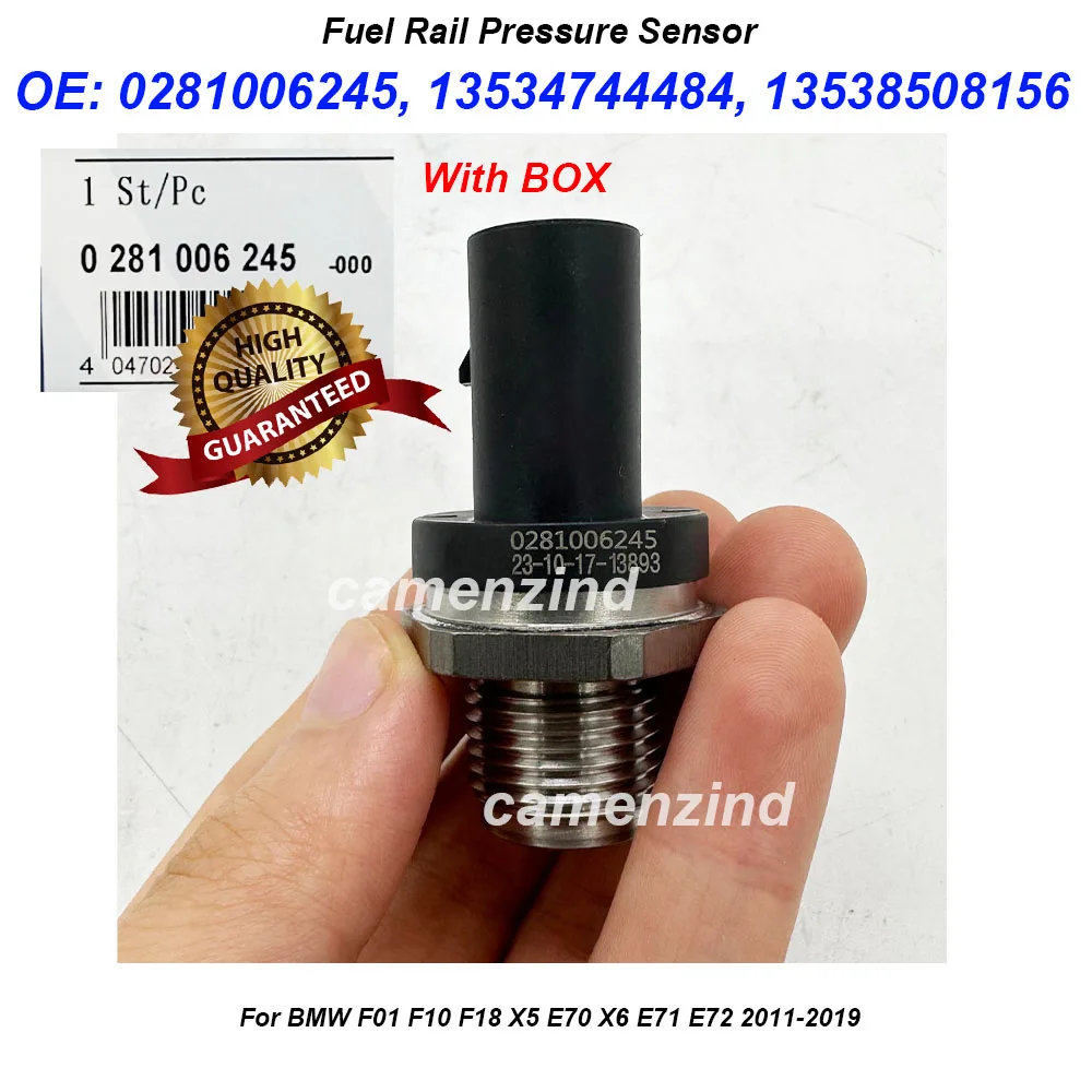 

NEW 0281006245 281006245 Fuel Rail Pressure Sensor 13534744484 13538508156 For BMW F01 F10 F18 X5 E70 X6 E71 E72 2011-2019