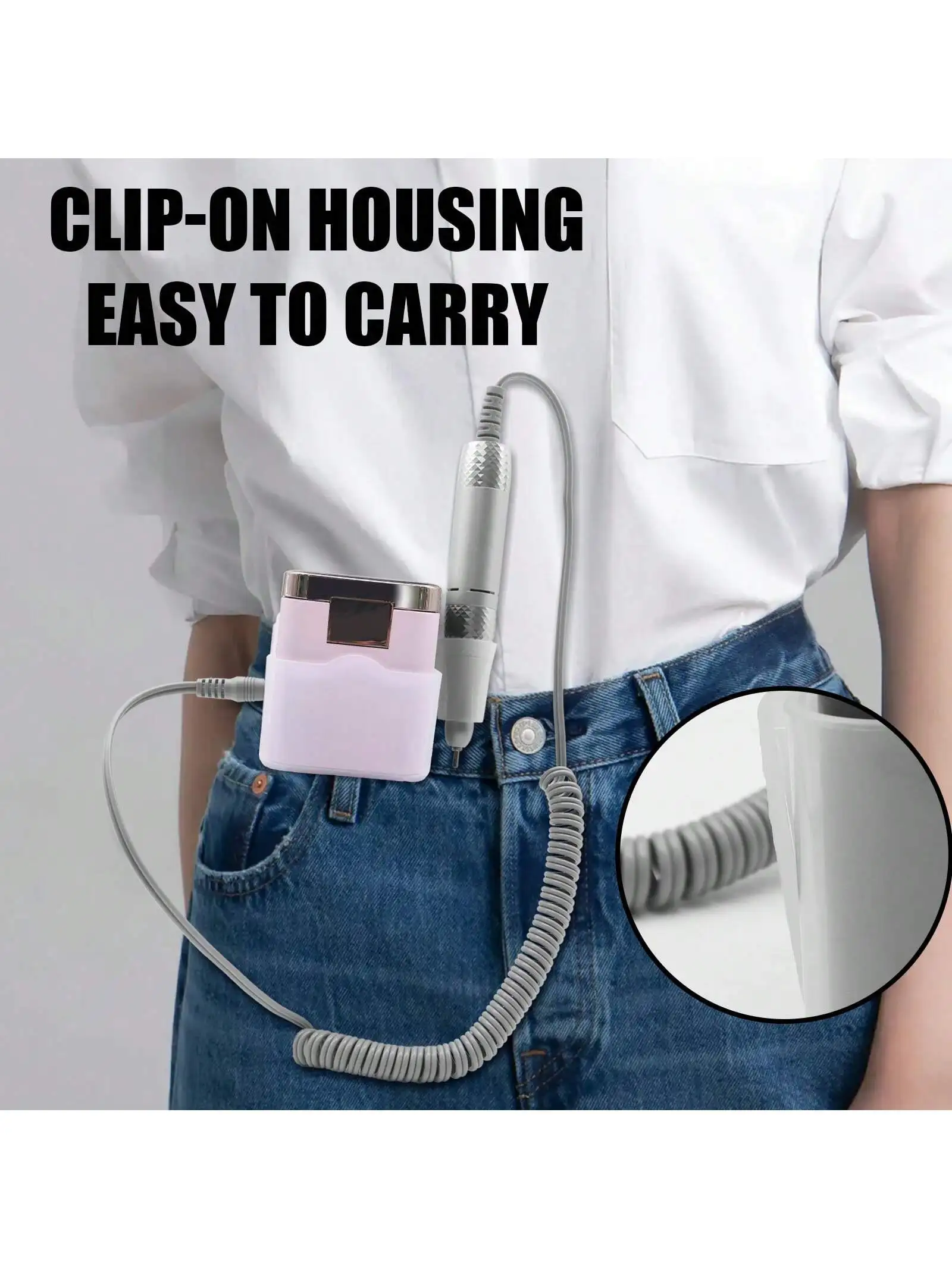 Profesjonalna elektryczna frezarka do paznokci 2 w 1, akumulatorowa, 3000mAh, 35000 obr./min, przenośna polerka do paznokci M