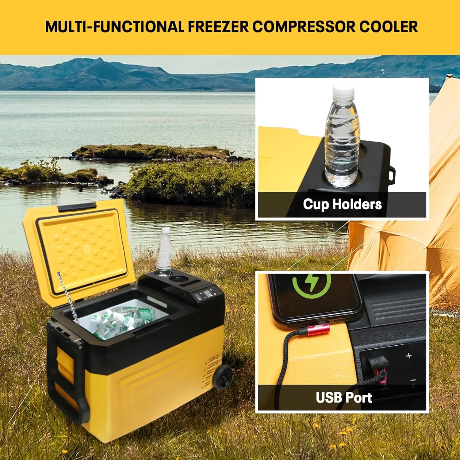 Imagem -05 - Portátil sem Fio Mini Geladeira Refrigerador do Carro para Dewalt 20v Max Bateria sem Bateria24l Congelador para Exterior Camping Viagem