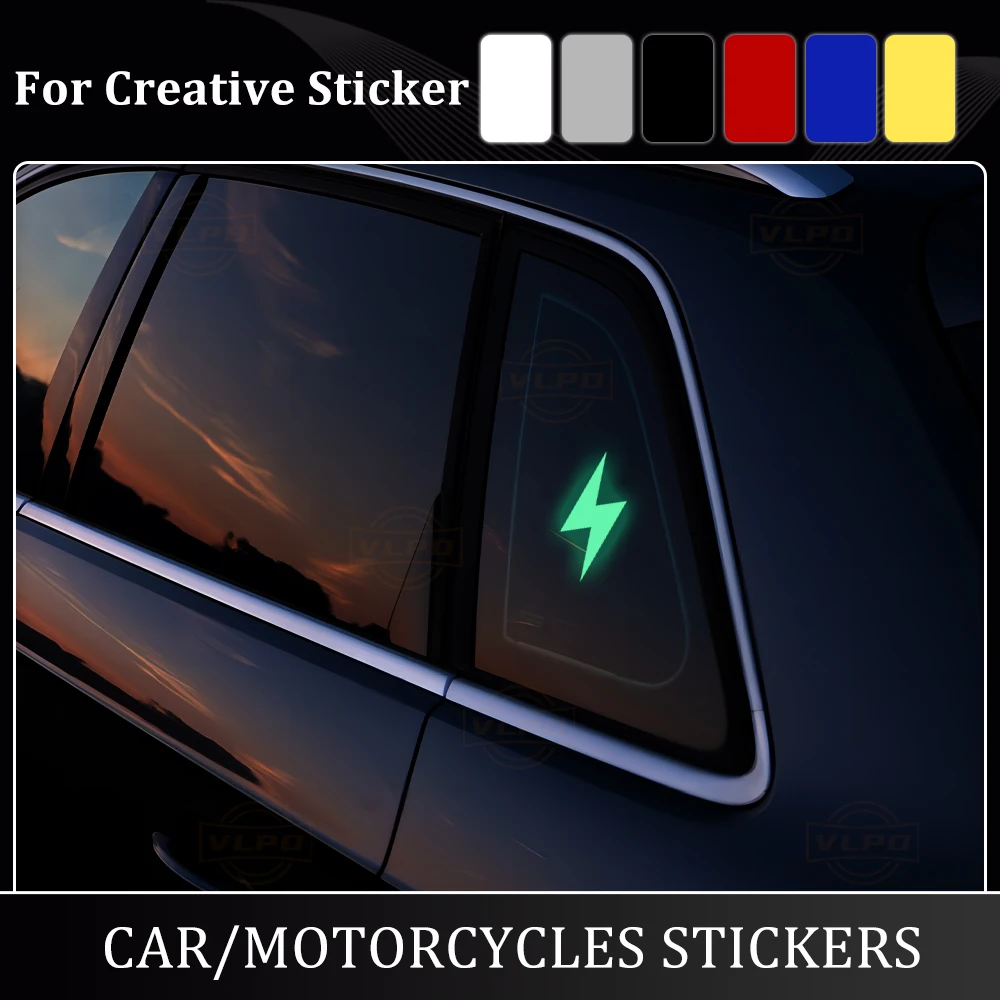 2 Pcs Car Glow Stickers Lightning Decal Waterproof for Auto Rearview Mirror Fuel Tank Door Window Sticker Decoration Accessories