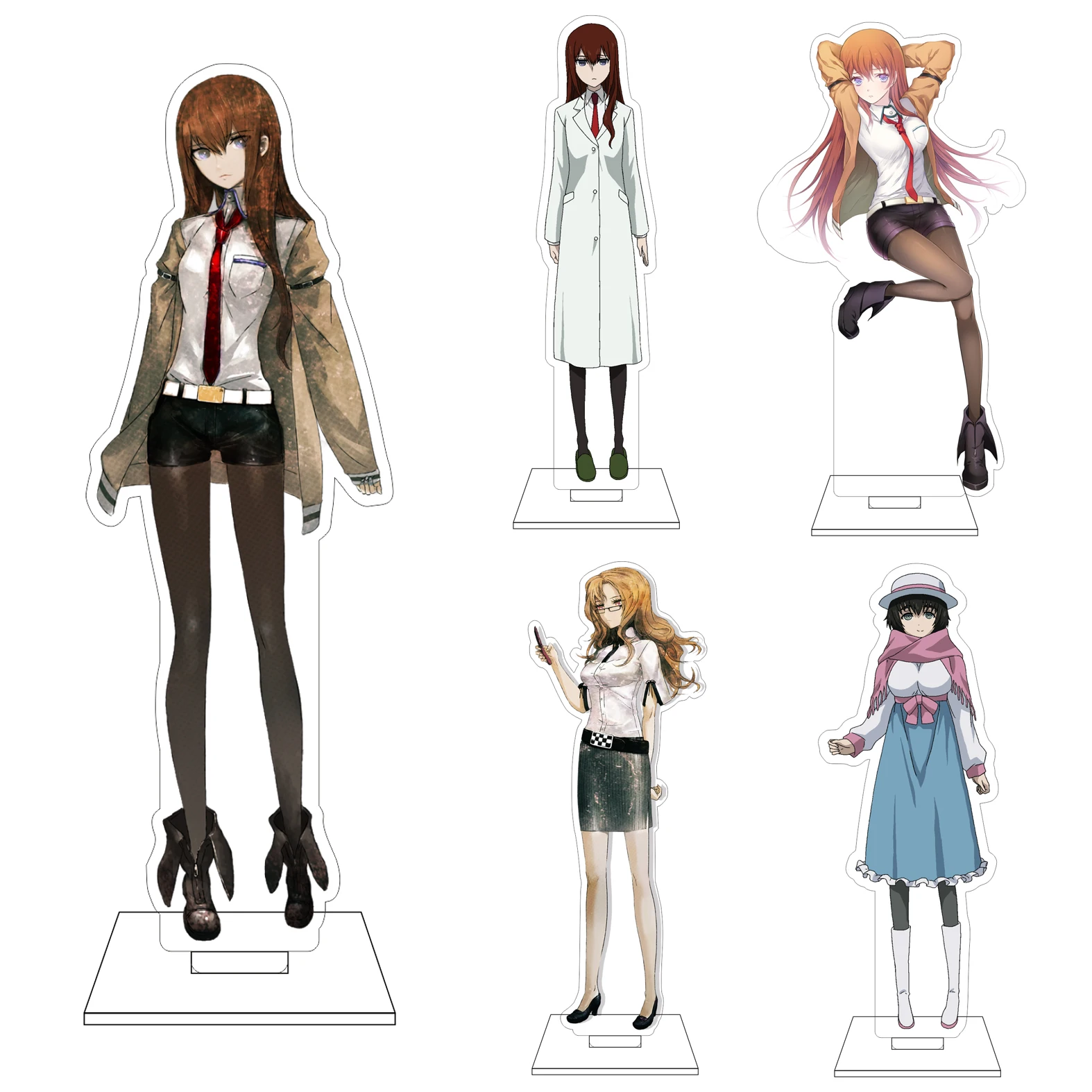 16CM Anime Steins;Gate Cosplay Acryl-Figur Standplatte Leuchtender Finger Amane Suzuha Shiina Mayuri Makise Kurisu Ornamente Geschenk