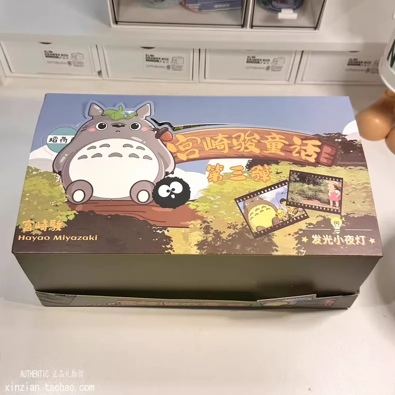 Caja ciega de Totoro, figura de Anime de Hayao Miyazaki, elfo del viento, luz nocturna brillante, caja misteriosa, decoración, regalo de cumpleaños, juguete coleccionable para niños