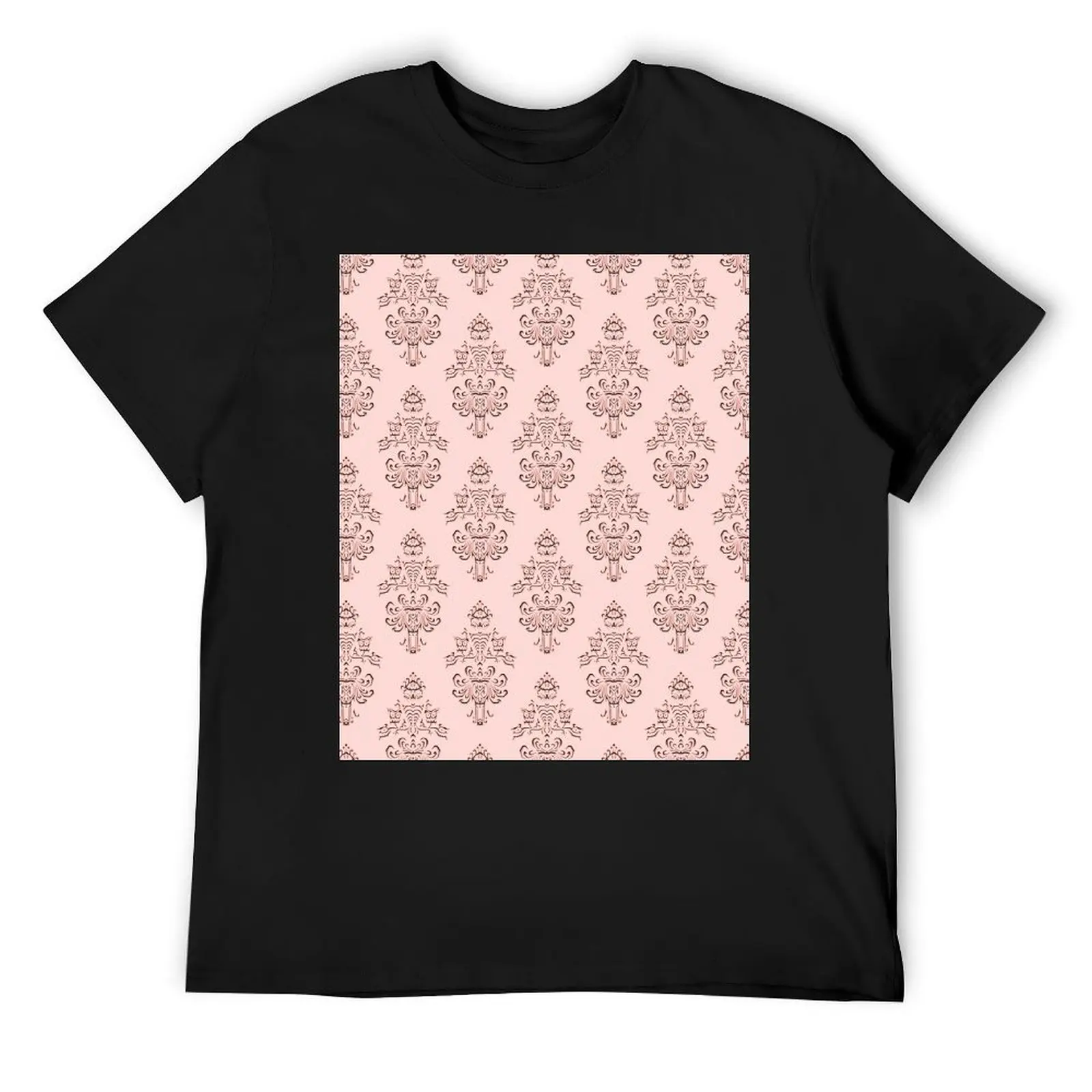 Rose Gold Haunted Mansion Wallpaper Carving T-Shirt anime blacks men t shirts high quality