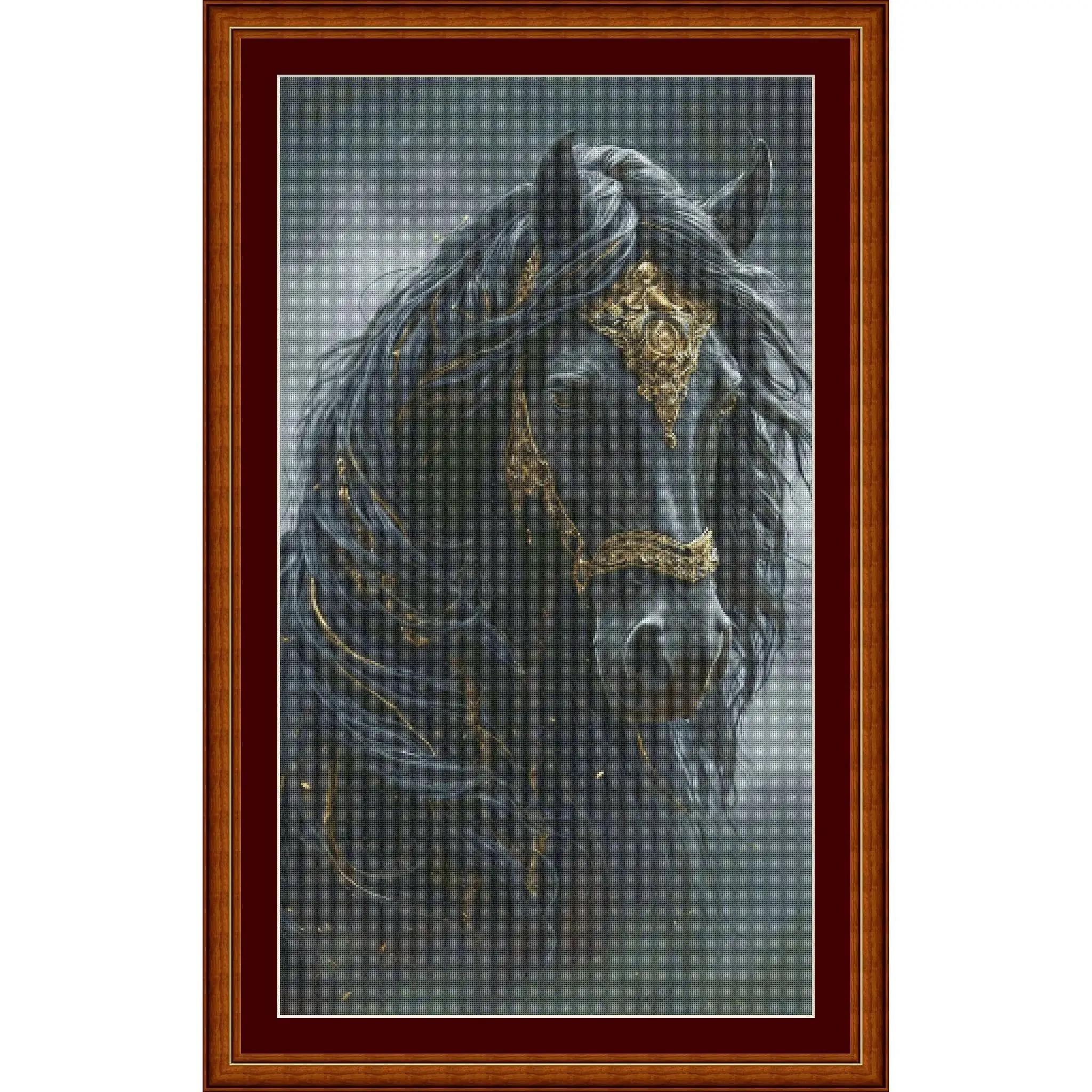[ZZ8178-Black Horse Ebony] Stamped Cross Stitch Kit 11/14/16/18CT Pre Printed Canvas Cotton Thread DIY Embroidery for Wall Decor view 3