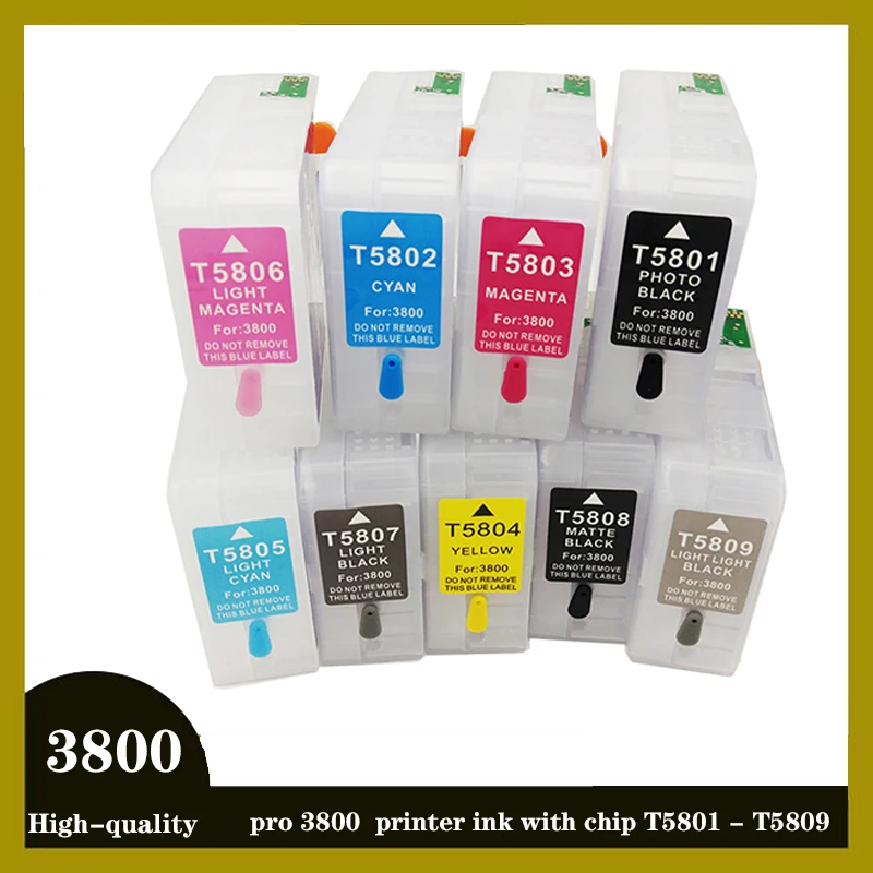 

einkshop 9pcs Empty Refillable Ink Cartridge T5801 For epson Stylus pro 3800 printer ink with chip T5801 - T5809