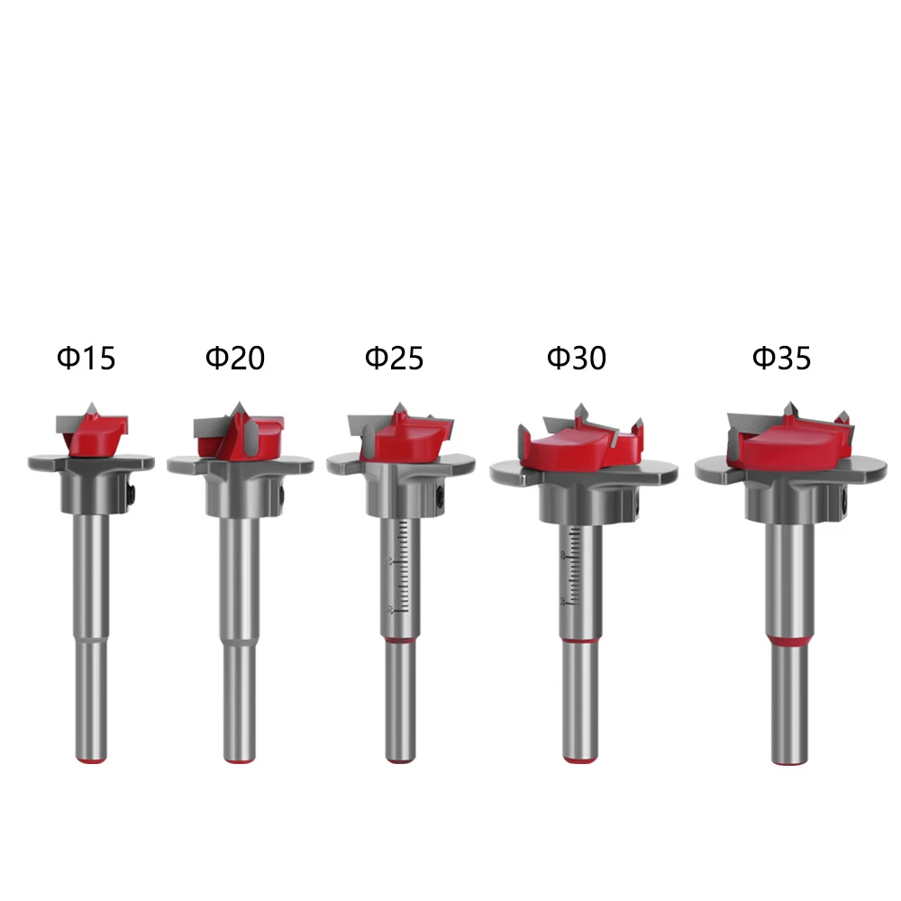 1/5PCS Kit sega a tazza di posizionamento regolabile 15-35mm Set di punte da trapano in metallo duro per la lavorazione del legno