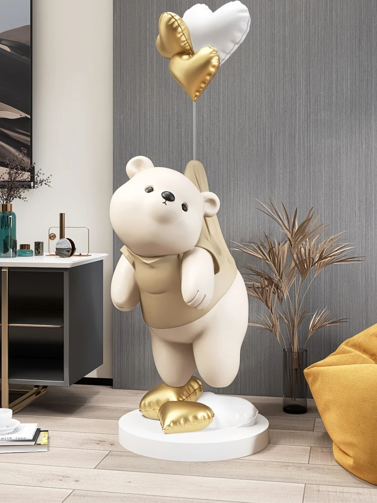 140CM High Balloon Bear Statues Wedding Gift Shop Window Setting Decoration Sculpture Nordic Style Living Room Interior Figurine