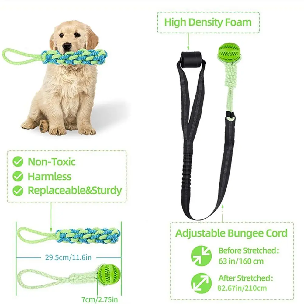 Interactive Dog Ball Toy with Rope Tether Tug of War Puppy Training Bite Resistant Chew Toys Solo Play Spring Pole Dog Rope Toys