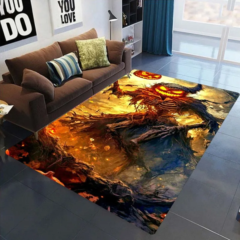 Halloween Teppich Matte Teppich Horror Hexe Vogelscheuche Kürbis Laterne Haus Fledermaus Druck dunkle Kunst Home Dekoration Wohnzimmer Boden Dekor